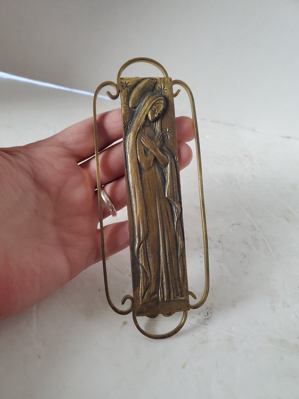 Mcm Bronze / Brass Madonna  Wall Accent Adornment Classic Religious 