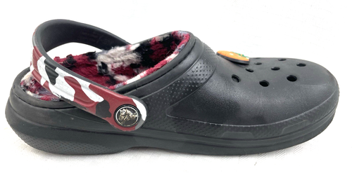 Zoccolo Crocs unisex bambini classico foderato mimetico nero/rosso taglia J3 e zucca Jibbitz - Foto 4 di 9