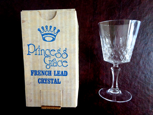 Bicchiere da vino Princess Grace cristallo di piombo francese 5,75 once di Kanney in scatola originale - Foto 4 di 13