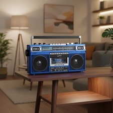 Lettore cassette radio 4 bande Bluetooth Boombox USB SD AM FM SW musica anni 80