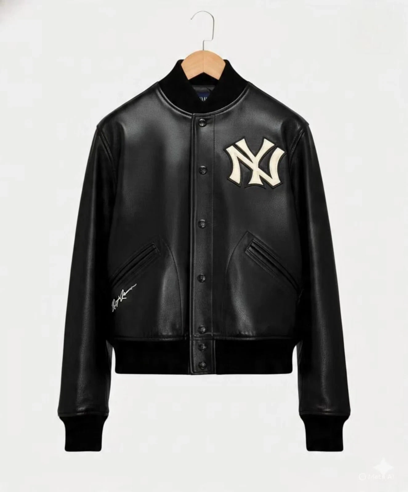 Leather Varsity Jacket NY Streetwear Style Urban Baseball Letterman Black Coat