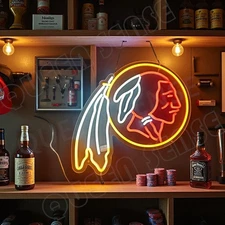 16"x16" Washington Redskins LED Neon Sign With Dimmer USB Powered Light VL