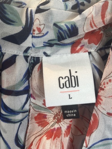 Cabi Damen Gr. Large Bluse orange blau Hibiskus gefüttert Blumen Boho Lagenlook Saum 5537 - Bild 4 von 12