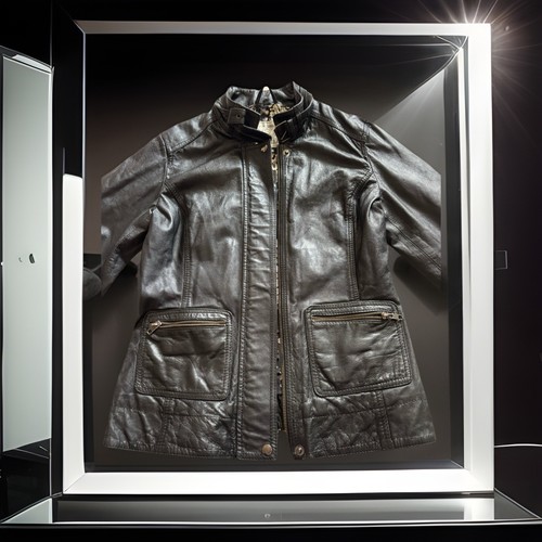 Vintage Manguun Black Real Leather Women’s Jacket With Pockets, Zip Closed UK M - Picture 12 of 17