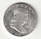 USA  1955 FRANKLIN SILVER HALF DOLLAR  EXTREMELY FINE