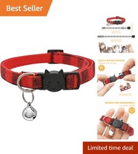 Adorable Plaid Cat Collar for All Breeds - 8-12 Inches, Breakaway Safety Feature
