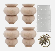 Btibpse Unfinished Wood Furniture Legs 3.5 Inch Sofa Feet- Set of 4