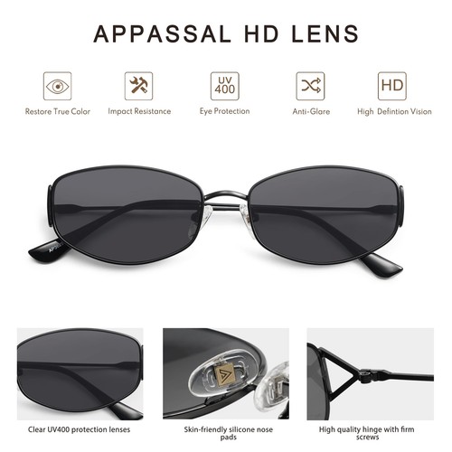 Retro Oval Sunglasses For Women Men Hexagonal Rectangle Metal Frame Sun Glass... - Picture 4 of 6