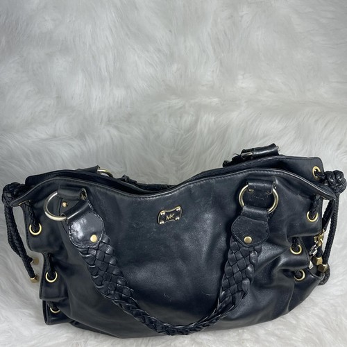 VTG MICHAEL KORS SHOULDER HOBO SATCHEL TOTE HANDBAG BLACK LEATHER WOVEN - Picture 4 of 9