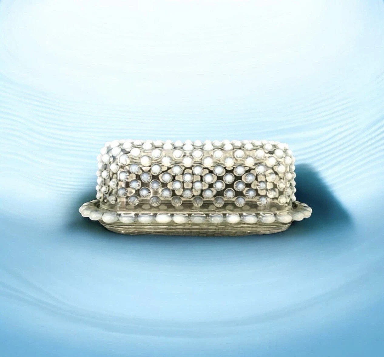 Rare Fenton Hobnail Opalescent Butter Dish