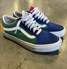 Vans Old Skool Womens Size 7 Green Yellow Blue Red Yacht Club Sk8 Low Colorblock