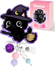 Nurse Badge Reel Retractable - Cute Cat Badge Reel Nursing, Beadable Badge Holde