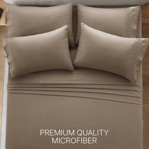 6 Pcs Bed Sheet Set Soft Deep Pocket Microfiber Hotel Quality Bedding Sheets - Picture 106 of 168