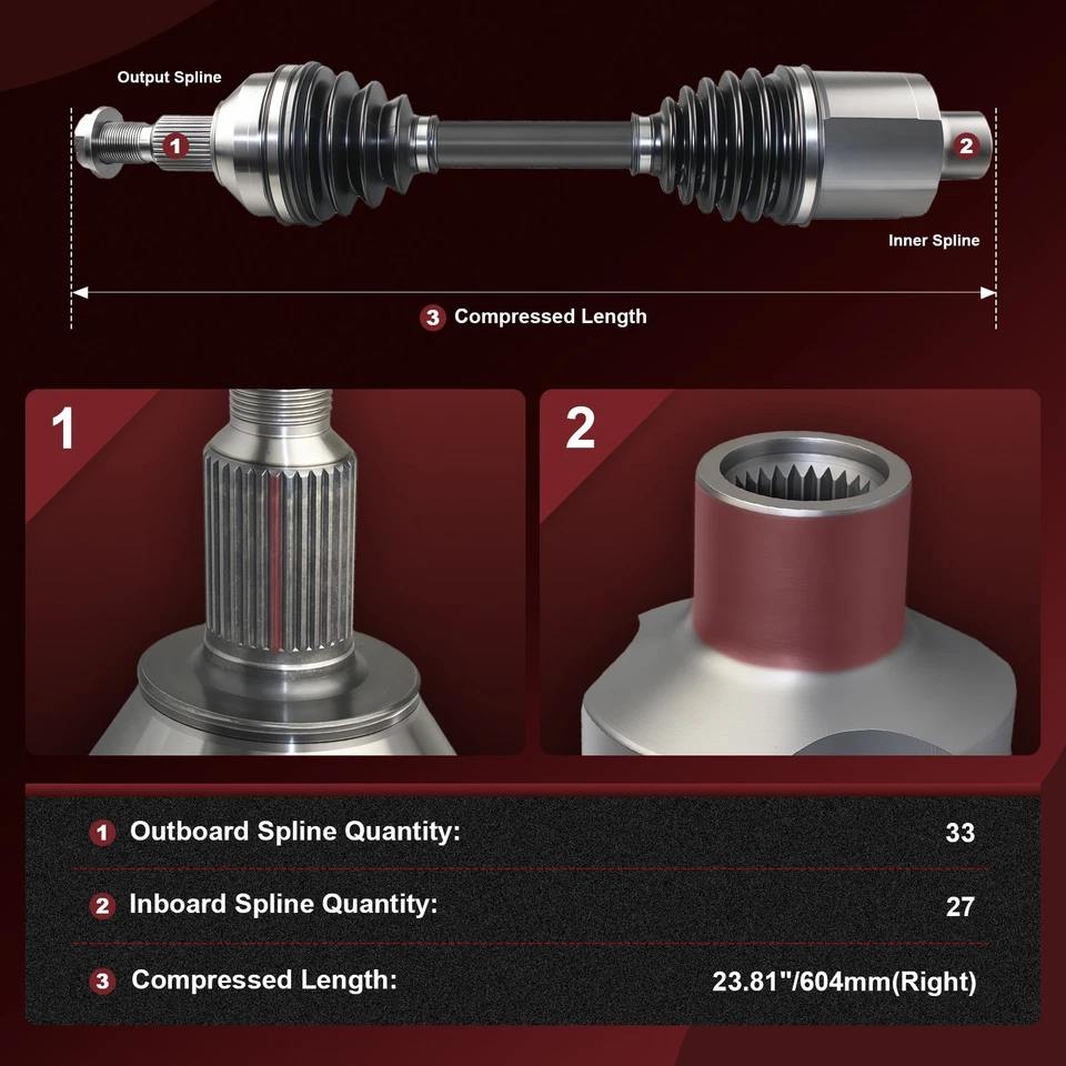 Conjunto de eje CV delantero derecho para Buick Enclave 2008-2017 2007-10 Saturn Outlook Foto 3 de 4
