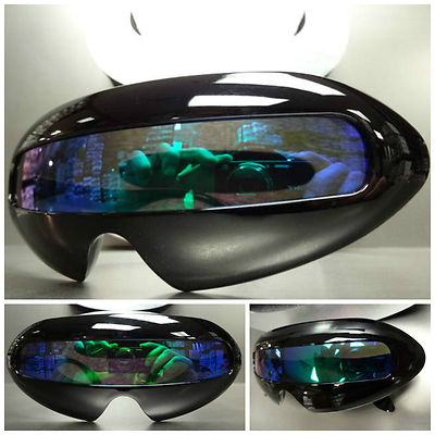 SPACE ROBOT RAVE DJ COSTUME CYCLOPS FUTURISTIC SHIELD SUN GLASSES Yellow Frame E - Foto 2