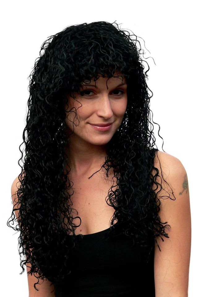 Perücke Damen Halloween Karneval schwarz lang Locken lockig Karibik Latina Afro