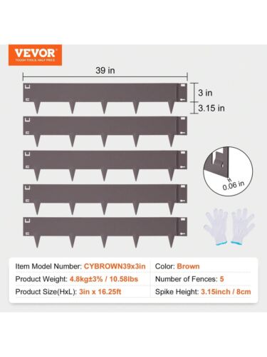 Steel Landscape Edging, 5-Pack Steel Garden Edging Borders, 39" L X 3" H , Brown - Picture 7 of 9