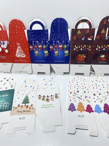 24pc Christmas Treat Boxes Cupcake Holders Foldable Cardboard Cute Holiday Set - Picture 6 of 12