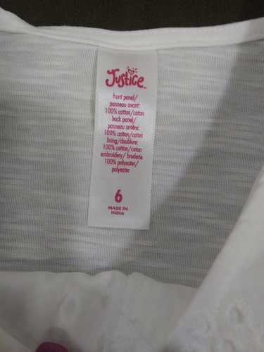 Justice shirt Girls size 6 new with tags short sleeve white linen - Picture 5 of 8