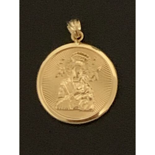 18K Gold Pendant Religious Mother Mary Christ Jesus Round Fine Jewelry 2.83 gram - Picture 2 of 9