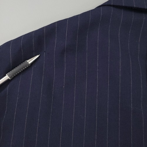 Vintage Paul Stuart Blazer Mens 40L Blue Pinstriped Wool Suit Jacket Business - Picture 21 of 22