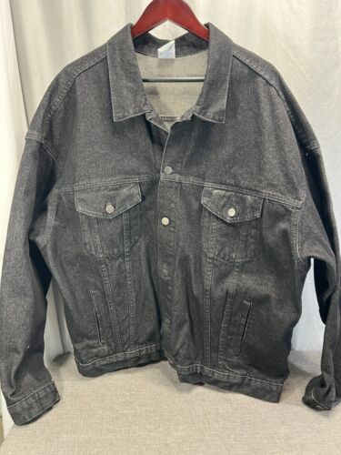 VINTAGE Jägermeister Jacke XXL schwarz Denim Trucker geprägtes Logo USA Promo EUC - Bild 4 von 14