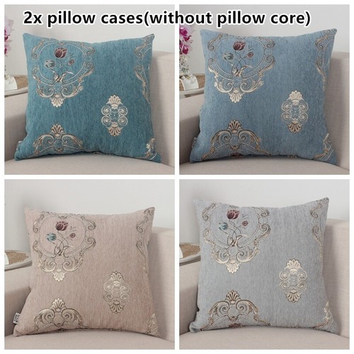 2X Chenille Square Jacquard Sofa Pillow Case Cushion Pillow Cover Decor Kit - Picture 2 of 10