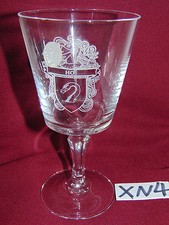 BLEIKRISTALL LEADED CRYSTAL STEM GLASS ETCHED ENGRAVED COAT OF ARMS NAME HO
