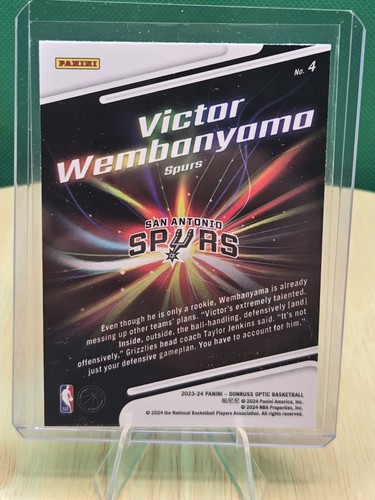 2023-24 Donruss Optic Victor Wembanyama #4 Lights Out RC Spurs Basketball NBA 🔥 - Picture 3 of 3