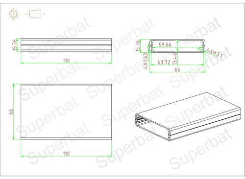 Aluminum Project Box Aluminum Enclosure Case Electronic -16(H)x66(W)x110(L)mm - Picture 4 of 4