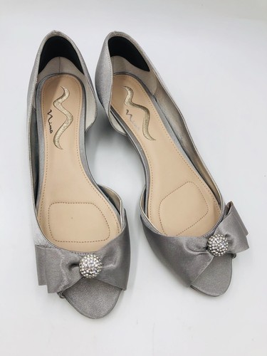 Nina Ronelle-LS Wedge Open Toe Wedding/Bridal Silver Size 11 - Picture 1 of 7