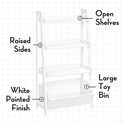 RiverRidge Home Kids 4-Tier Ladder Shelf 24" Wide Toy Organizer + Book Storage - Picture 4 of 10