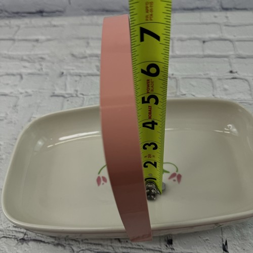 Vintage Teleflora Ceramic Floral Serving Dish Handle Pink Flowers 1985 Japan - Picture 8 of 14