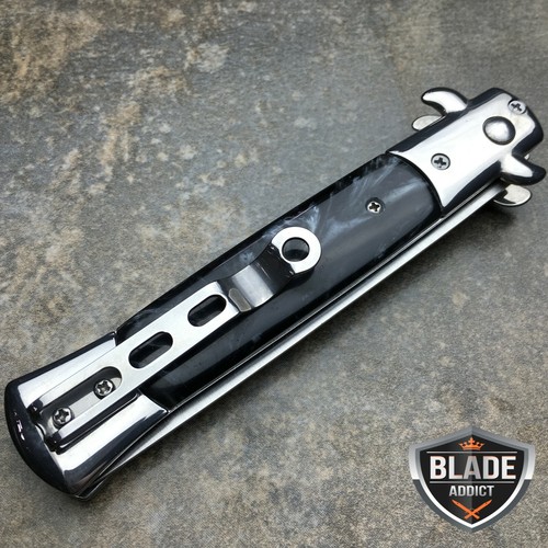 Automatischer Druckknopf Klappkamm Switchblade Messer Look Brush Schwarz NEU - Bild 4 von 4