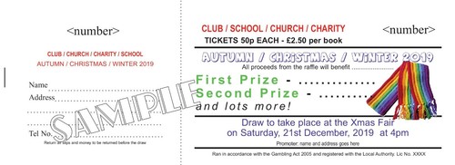100 Raffle Tickets - Colour Prize Draw Tickets - in 5s - Fundraising - Picture 2 of 2
