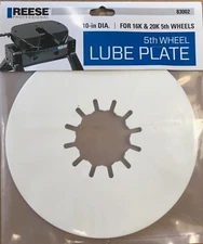 REESE - RV 5th Wheel Lube Plate, 10", NO MORE GREASE SMOOTH TURNING PLATE