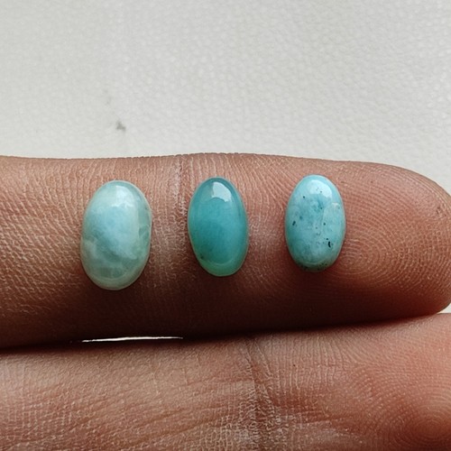 Cabujón larimar azul cielo natural 3 piezas piedras preciosas sueltas larimar para joyería C6737 - Imagen 3 de 5