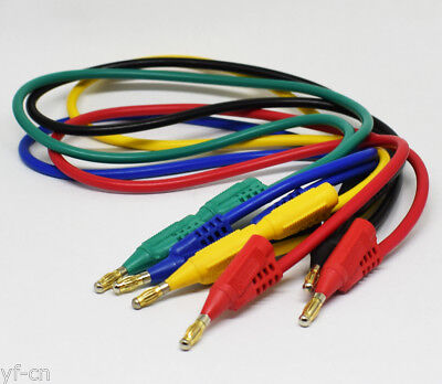 5pcs KT4ABD51 50cm Moulded 4mm Copper Banana Plug Silicone Test Lead Cable