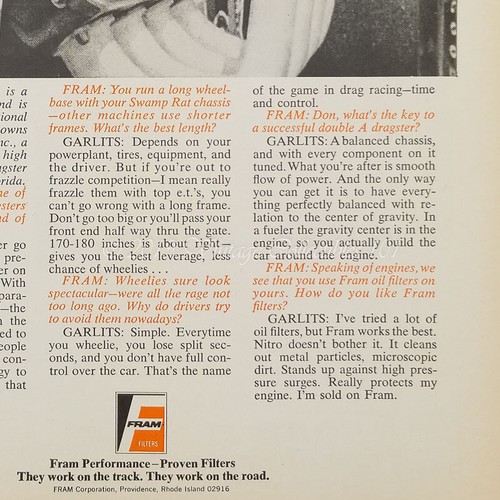 1967 Fram Big Daddy Don Garlits NHRA AA/Fuel Dragster Rennwagen Fotodruck Anzeige - Bild 10 von 11