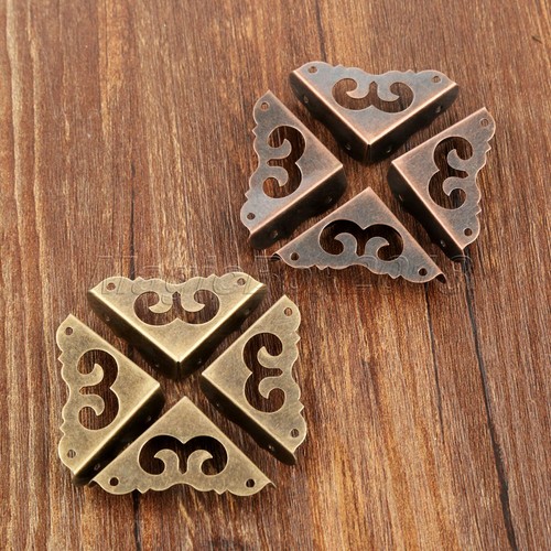 4PCS Antique Hollow out Table Wood Chest Case Box Edge Corner Guard Protectors - Picture 2 of 14