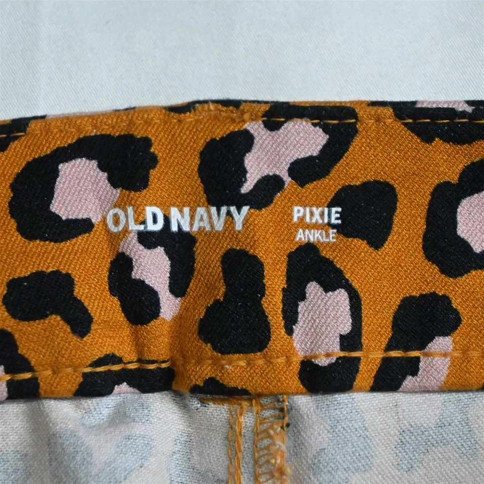 Old Navy 0 Orange Animal Pixie Ankle Mid Rise Skinny Stretch Dress Pants - Image 3 of 4