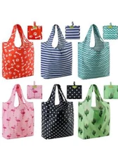Grocery Bags Reusable 6 pack Machine Washable Eco Bag 50Lbs Large Durable