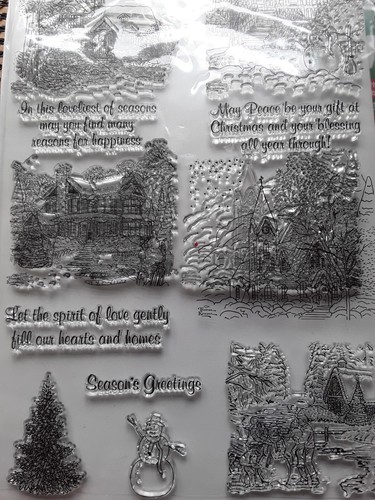 Rare Joanna Sheen THOMAS KINKADE Christmas 6 Set stamp Let the Spirt of love