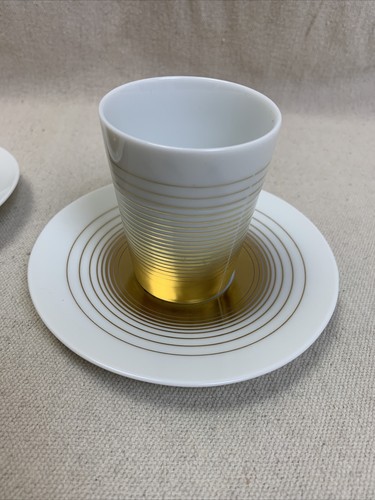 Bernardaud 2er Set Gold Loop Henkellose Espressotassen mit Untertassen Limoges - Bild 10 von 12