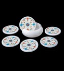 Multicolor Stone Wine Coaster Set with Inlay Work Round Marble Tea Coaster
