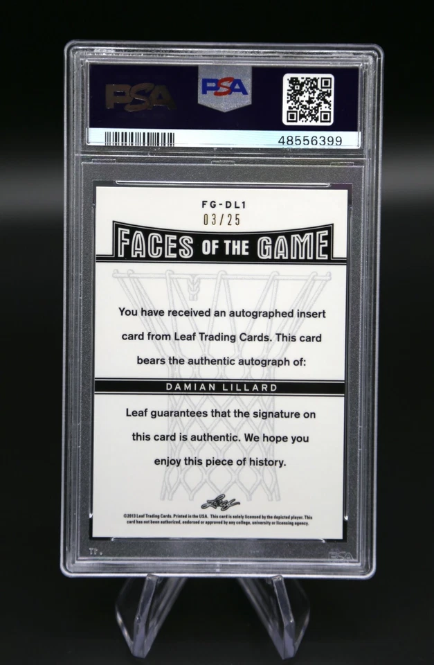 2012 Leaf Metal DAMIAN LILLARD Faces of the Game Blue /25 Auto RC PSA 9 Mint 🔥 - Image 4 of 4