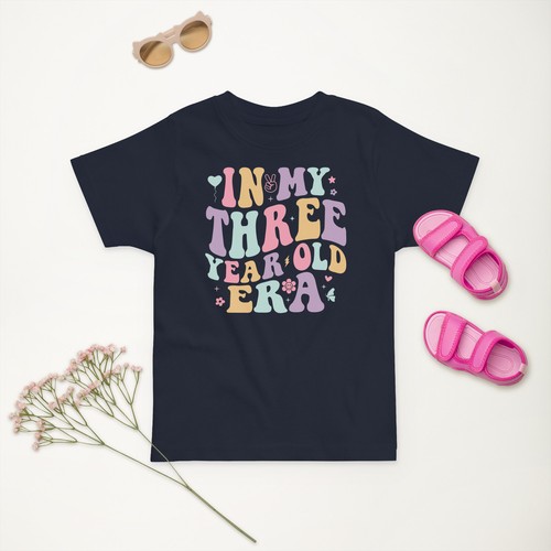 In My Three Year Old Era Baby Jersey T-shirt, Third Birthday Gift 3 Year Old Tee - Picture 6 of 7