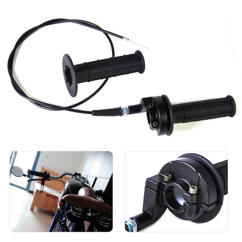 7/8" Motorcycle Dirt Bike Black Throttle Rod Hand Grips Housing w/Throttle Cable - Bild 7 von 8
