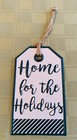 Home For The Holidays Sign Tin Metal Christmas Hang 5”x3” Hang Cord NEW