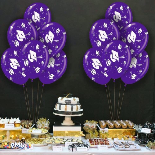 PMU Graduation Balloons Party Tex 11 Inches Premium w/ All-Over Print Grad Caps - Picture 45 of 140